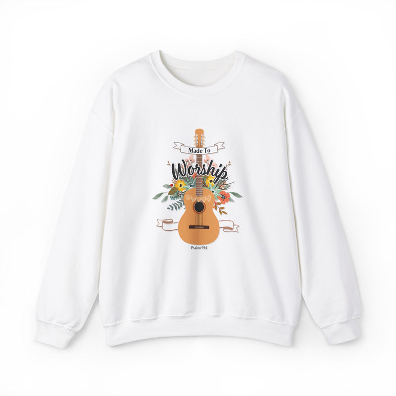 "Made to Worship" Psalm 95:1 Floral Guitar Sweatshirt