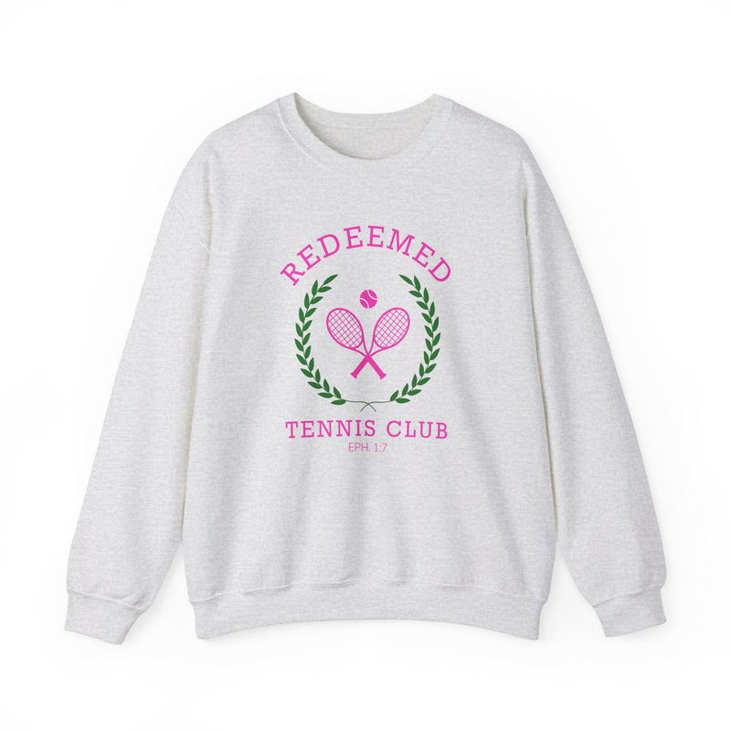 Redeemed Tennis Club Sweatshirt - "Eph 1:7" Sporty Faith Sweater