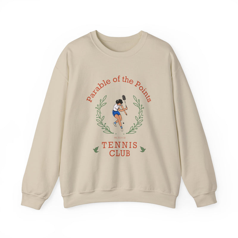 Parable of the Points Tennis Club Sweatshirt - "Mt 25:14-30"