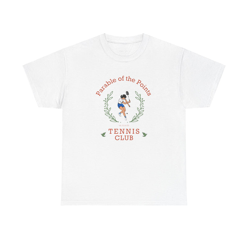 Parable of the Points Tennis Club T-Shirt - "Mt 25:14-30"