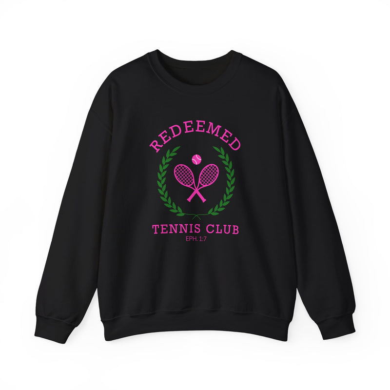 Redeemed Tennis Club Sweatshirt - "Eph 1:7" Sporty Faith Sweater