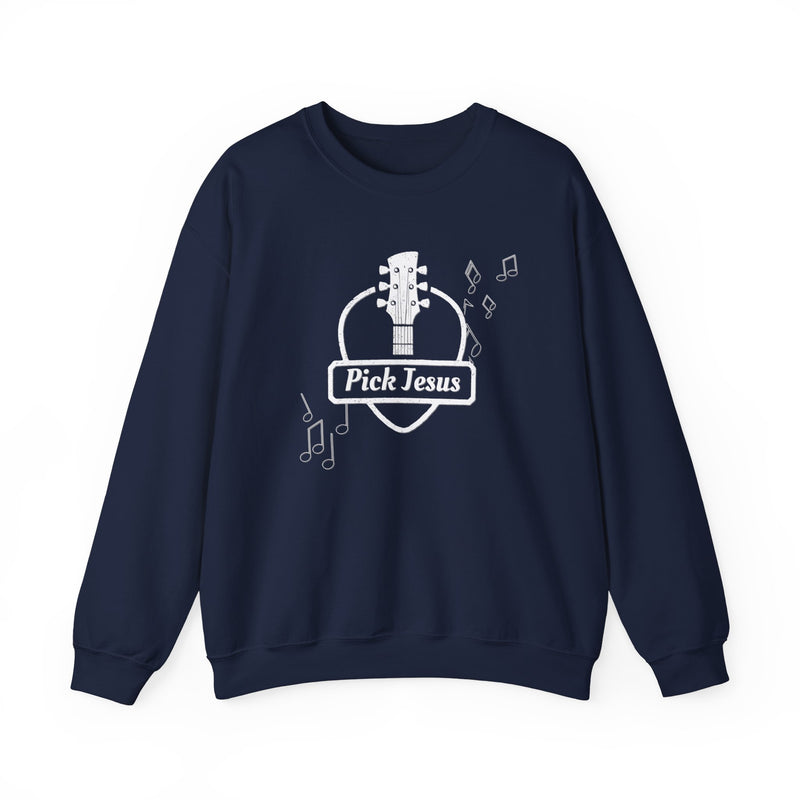 Pick Jesus" Guitar-Inspired Christian Sweatshirt