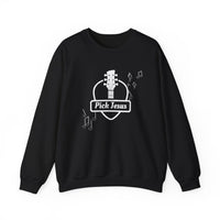 Pick Jesus" Guitar-Inspired Christian Sweatshirt