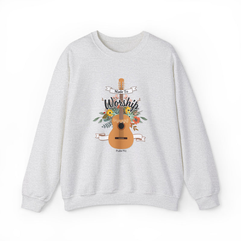 "Made to Worship" Psalm 95:1 Floral Guitar Sweatshirt