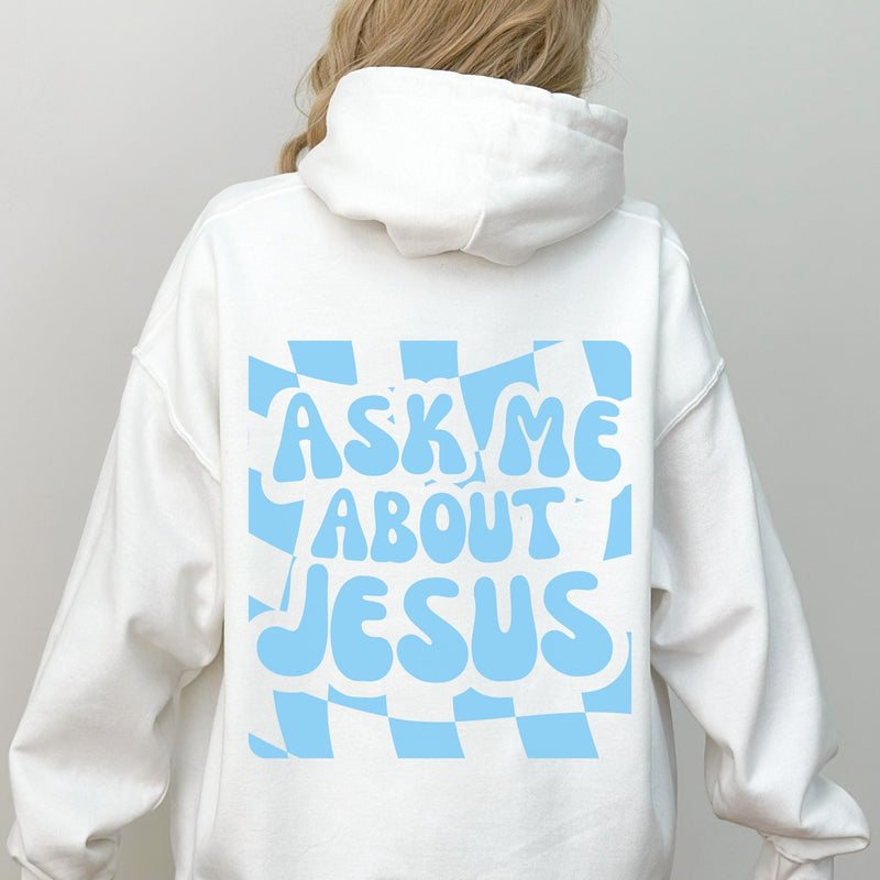 Ask Me About Jesus Hoodie - Blue