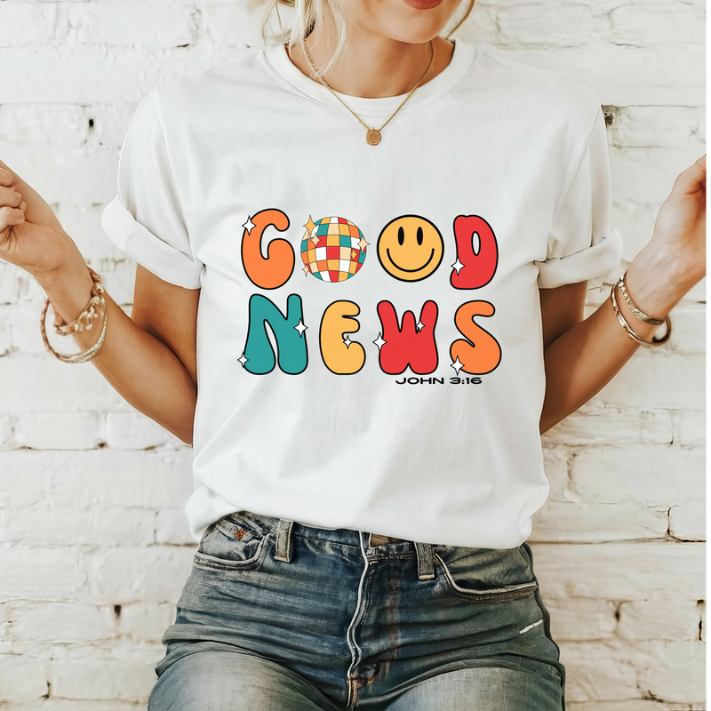 "Good News" John 3:16 Colorful Scripture - Ultra Soft T-Shirt