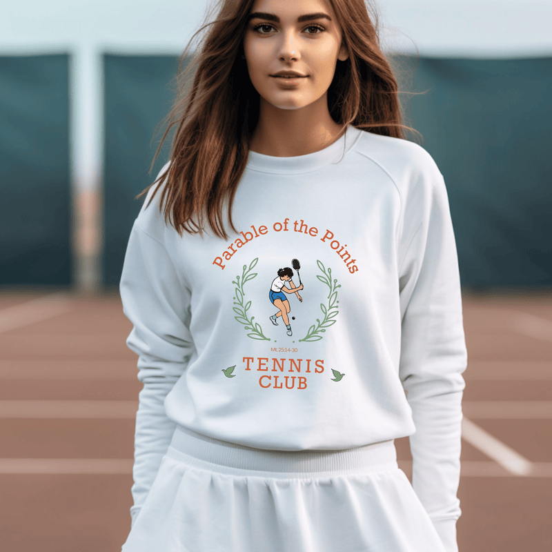 Parable of the Points Tennis Club Sweatshirt - "Mt 25:14-30"