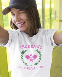 Redeemed Pickleball Club T-Shirt - "Eph 1:7" Sporty Faith Tee